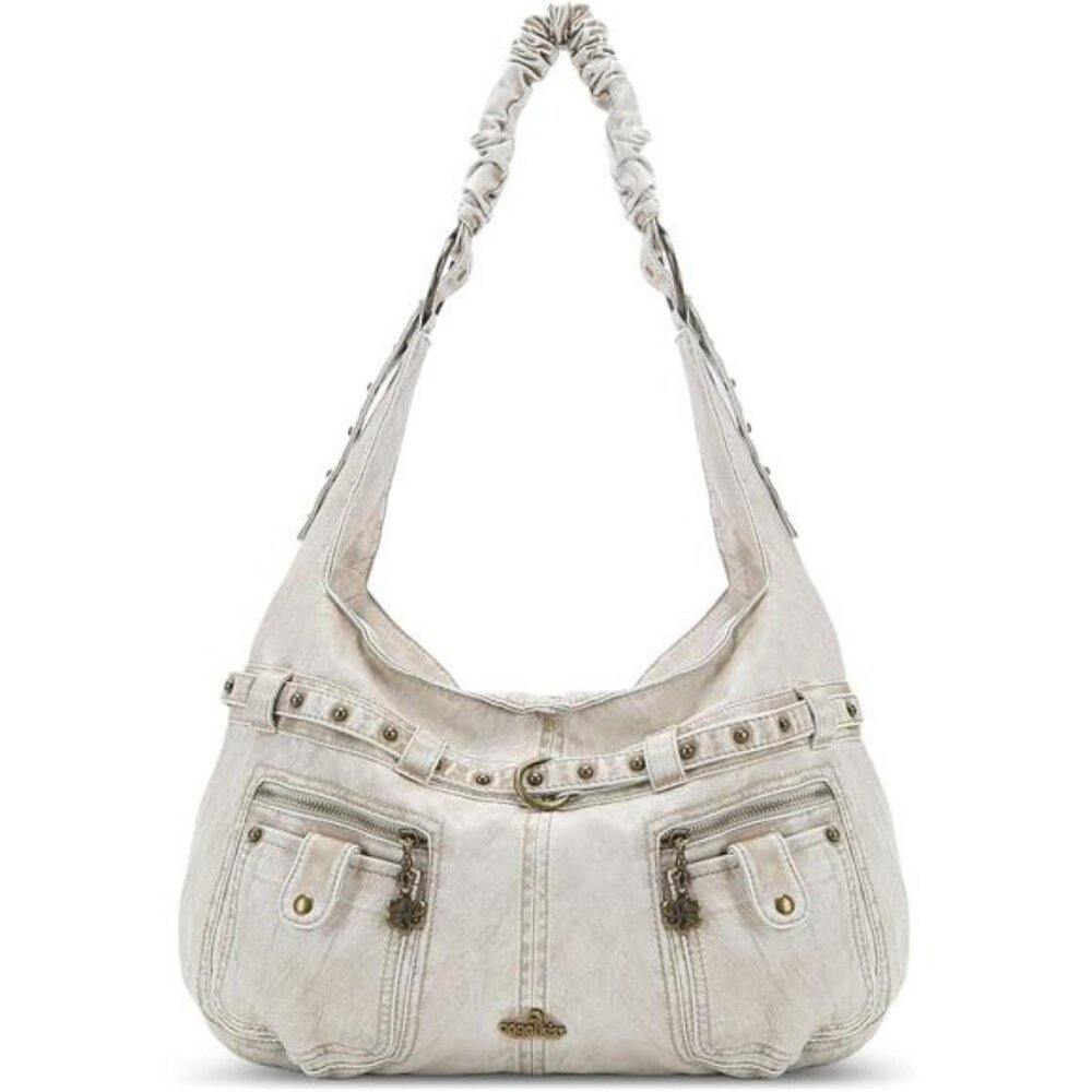 Womens large hobo shoulder bag vegan leather tote purse with zipper pockets